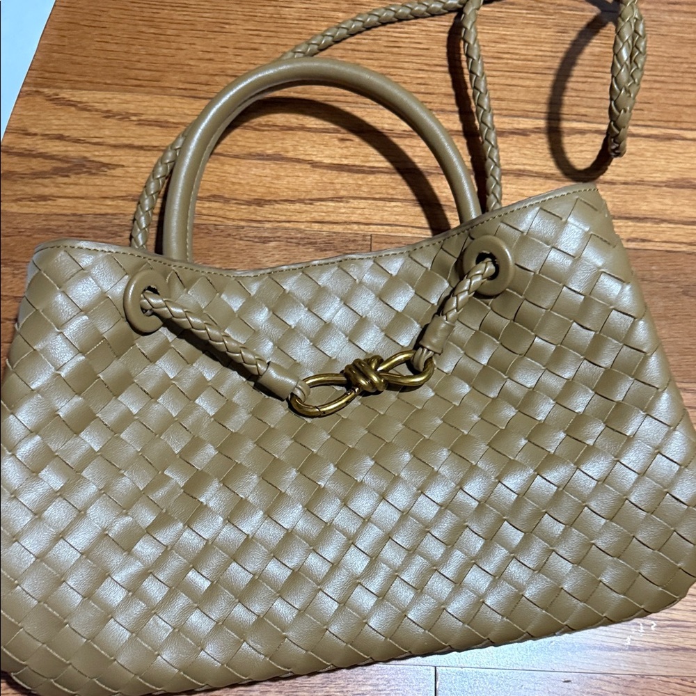 Woven Leather Crossbody Bag in Tan